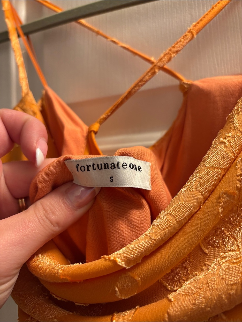 Creamsicle Orange Cowl-Neck Midi Dress with Floral Jacquard - Picture 3 of 5